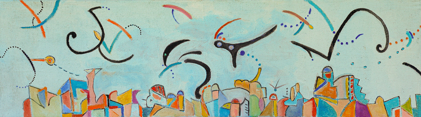 Dream City XXIII 78 x 22 (Acrylic on Burlap)